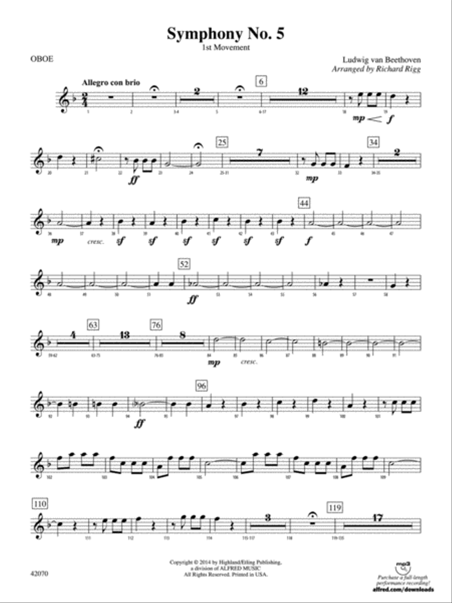 Symphony No. 5: Oboe Full Orchestra scores gallery preview page 1