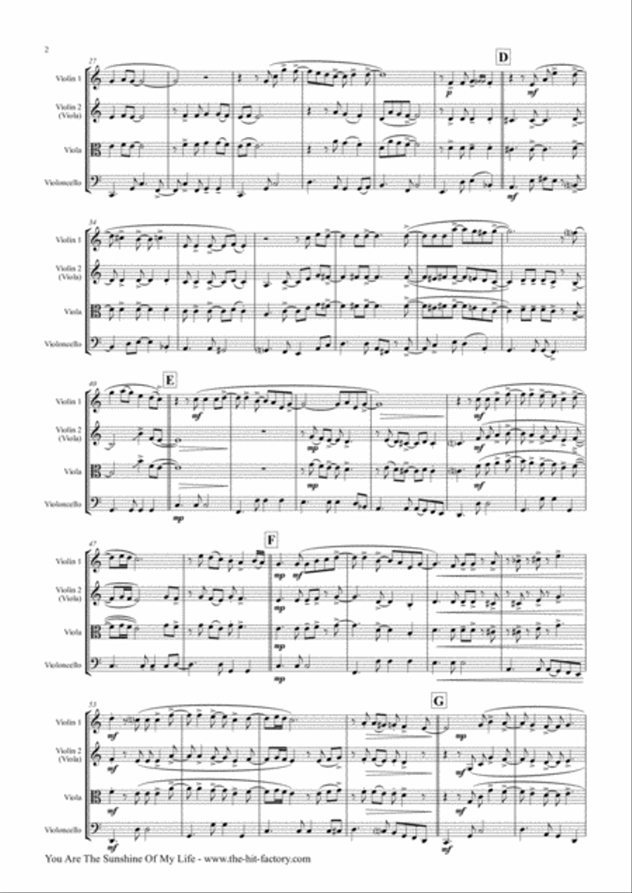 You Are The Sunshine Of My Life String Trio scores gallery preview page 2
