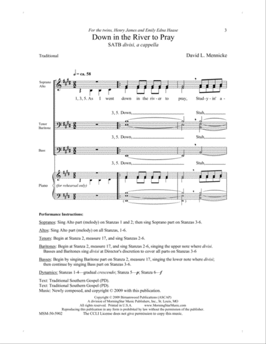 Down in the River to Pray Divisi scores gallery preview page 2