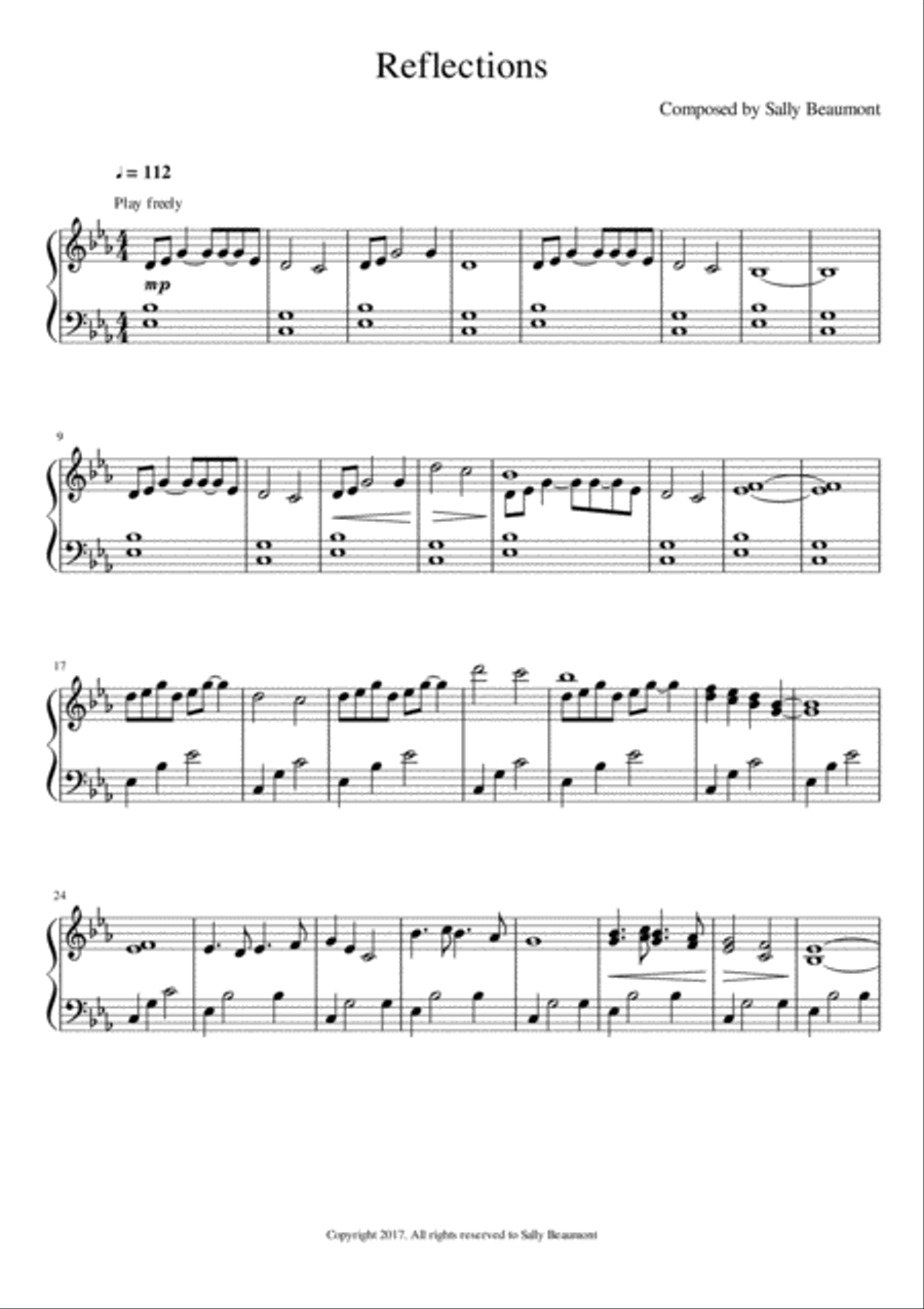 Reflections - piano solo Piano Solo scores gallery preview page 1