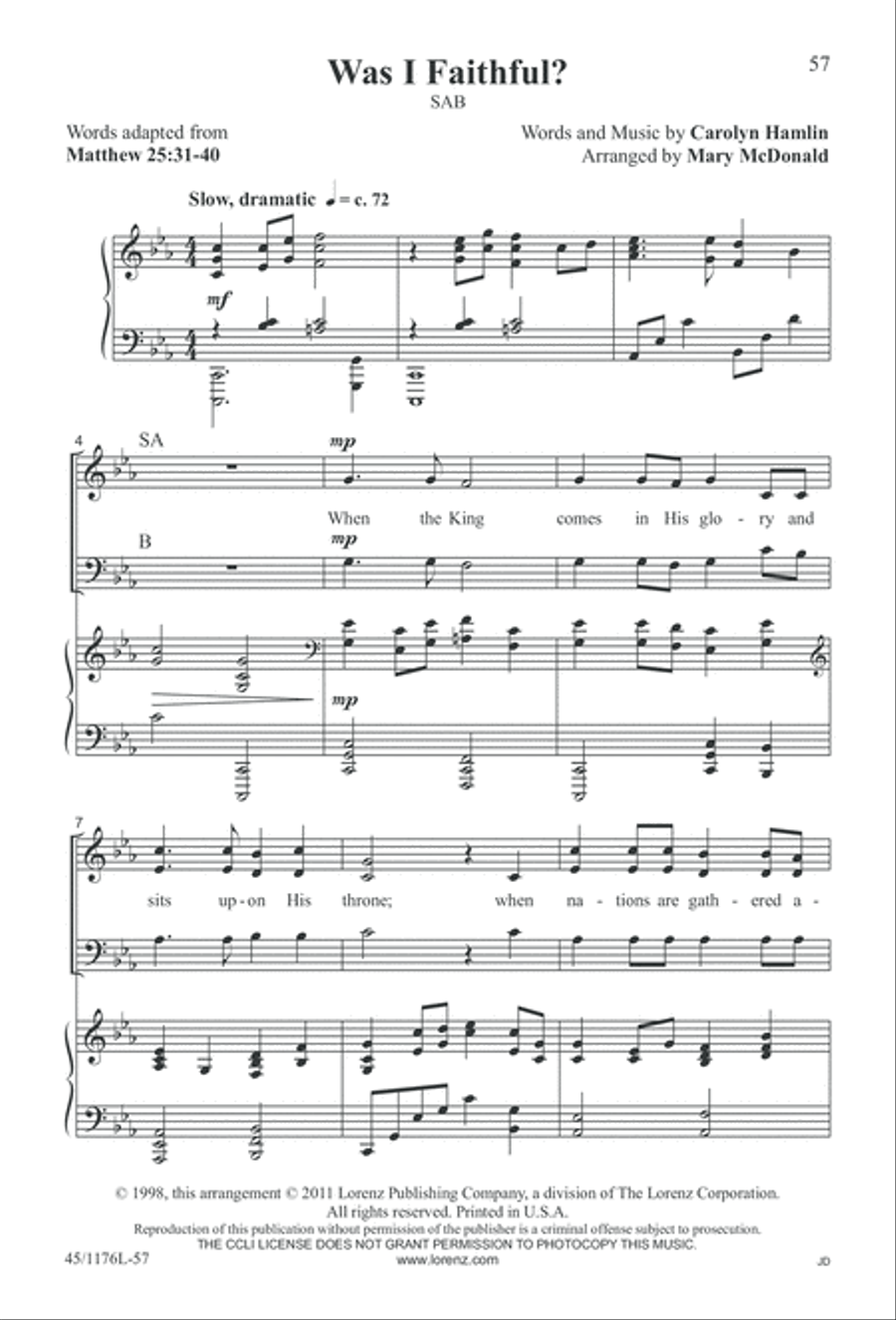 10 More Anthems for about 10 Singers 3-Part scores gallery preview page 57