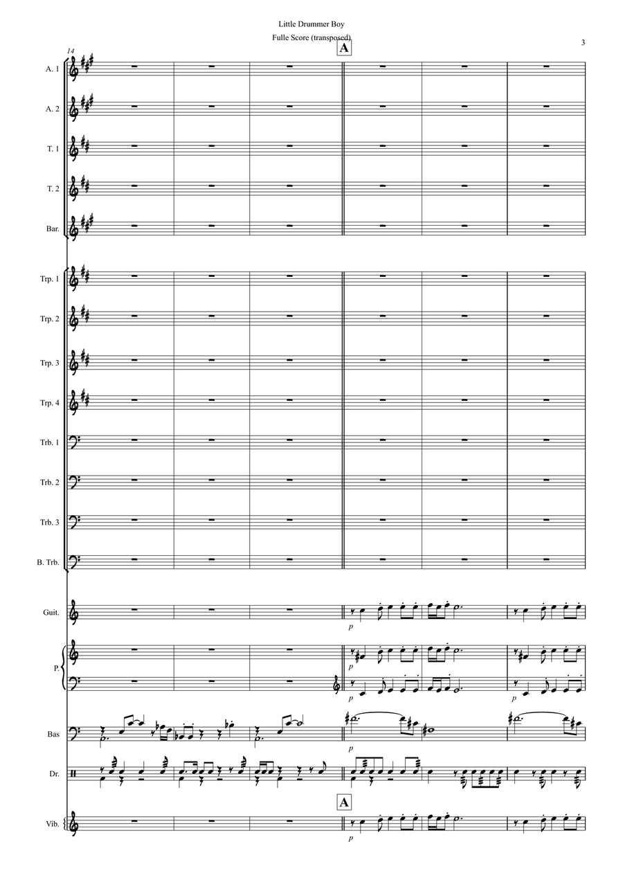 The Little Drummer Boy Jazz Ensemble scores gallery preview page 3