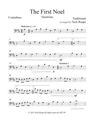 The First Noel (Variations for String Orchestra) Double Bass