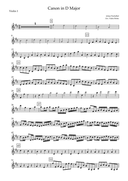 Canon in D Major (Johann Pachelbel) for Violin Quartet image number null