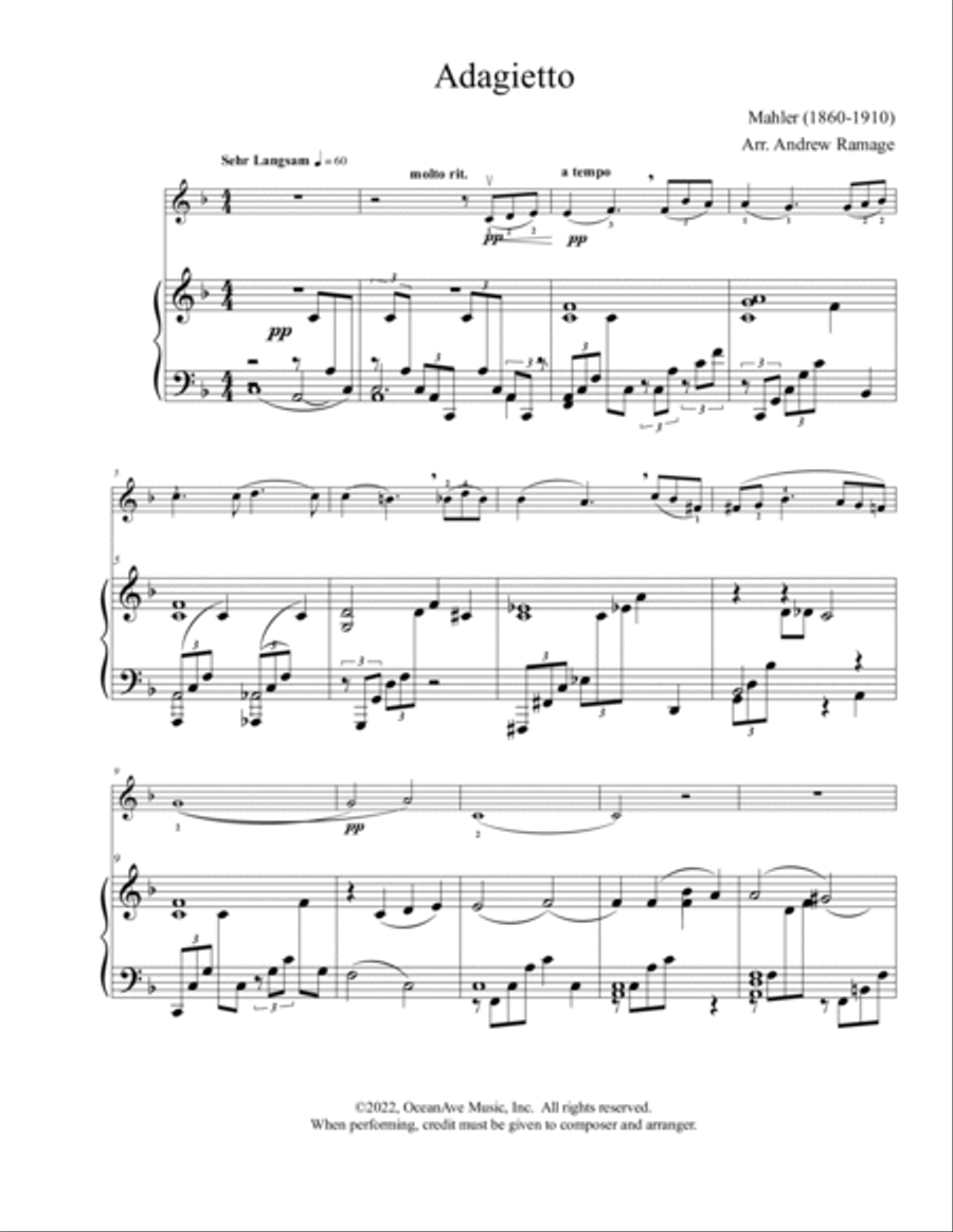 Adagietto from Symphony #5 Violin Solo scores gallery preview page 3