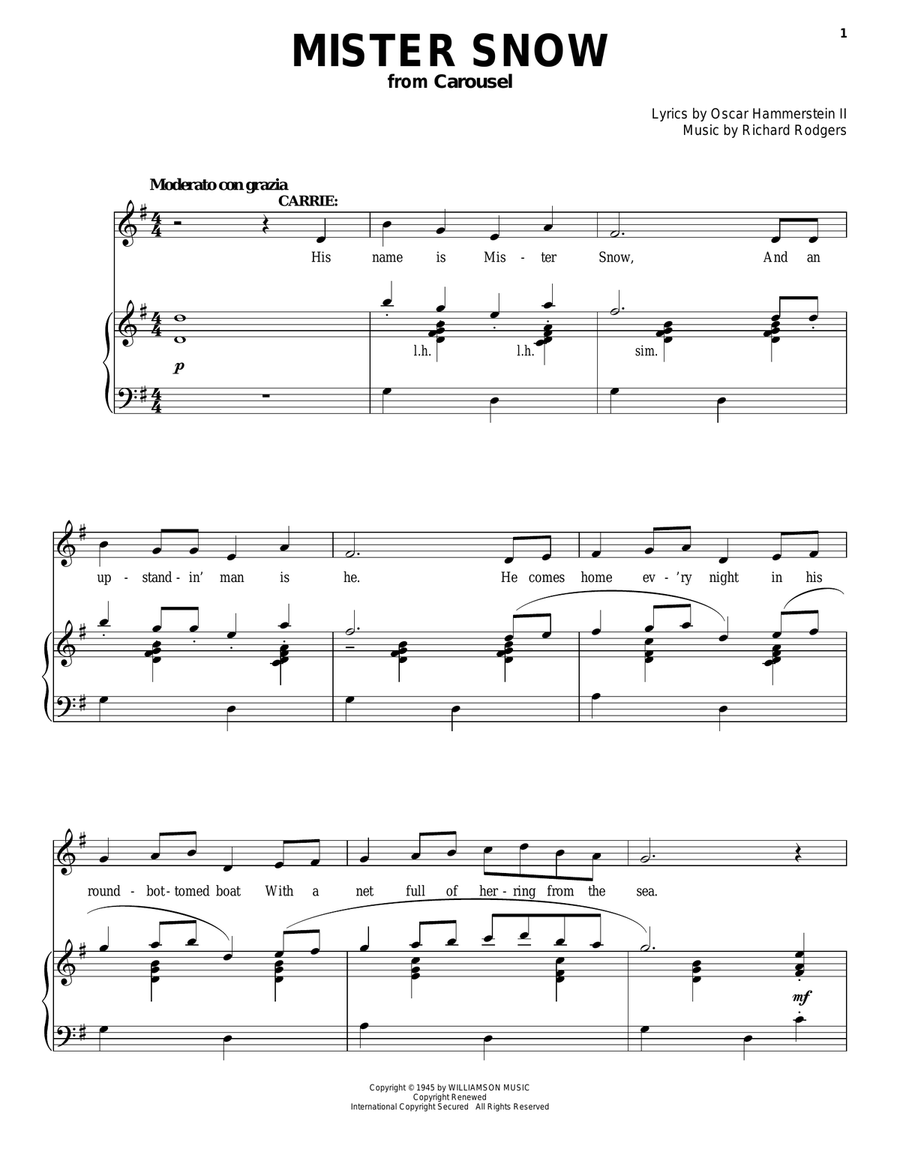 Mister Snow (from Carousel) Piano, Vocal scores gallery preview page 1