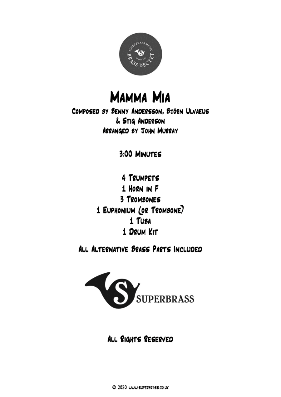Mamma Mia Euphonium scores gallery preview page 1