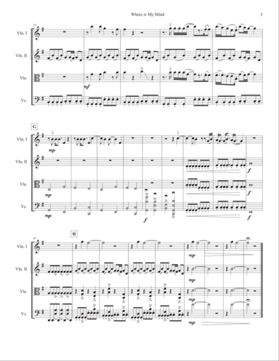 Where Is My Mind? Where Is My Mind? String Quartet scores gallery preview page 3