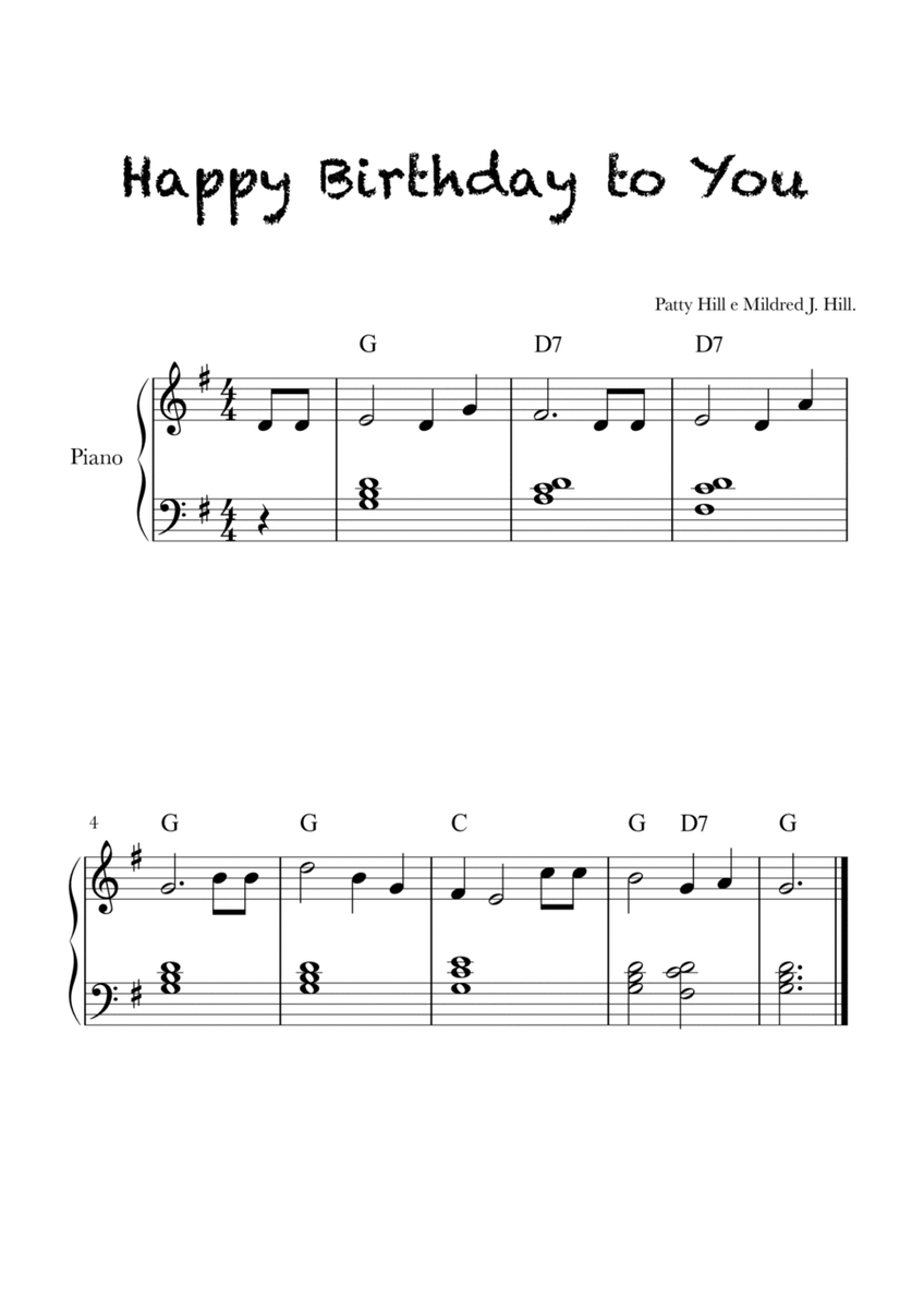 Happy Birthday To You - Easy Piano With Chords Symbols image number null