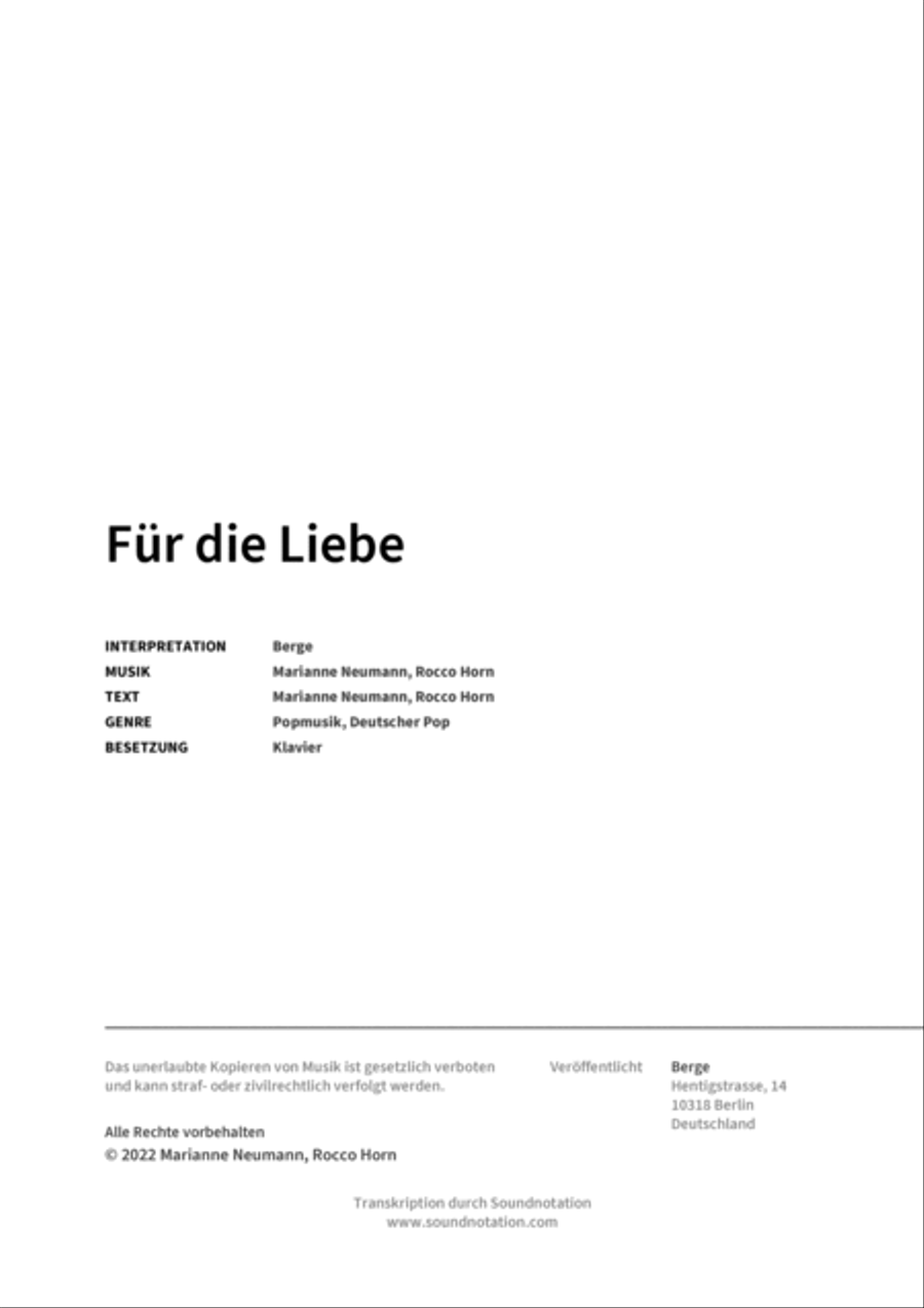 Fur die Liebe Piano scores gallery preview page 2