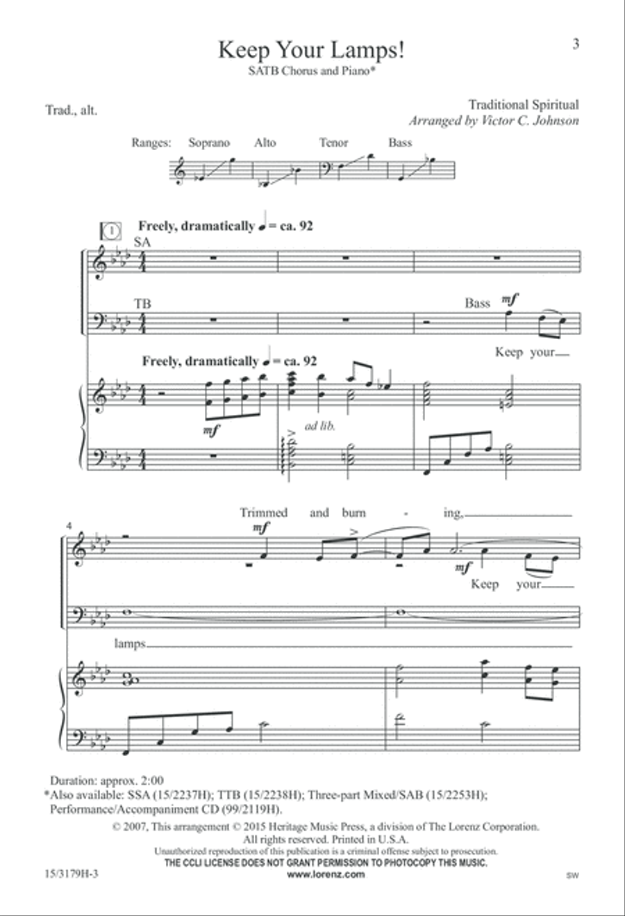 Keep Your Lamps! 4-Part scores gallery preview page 3
