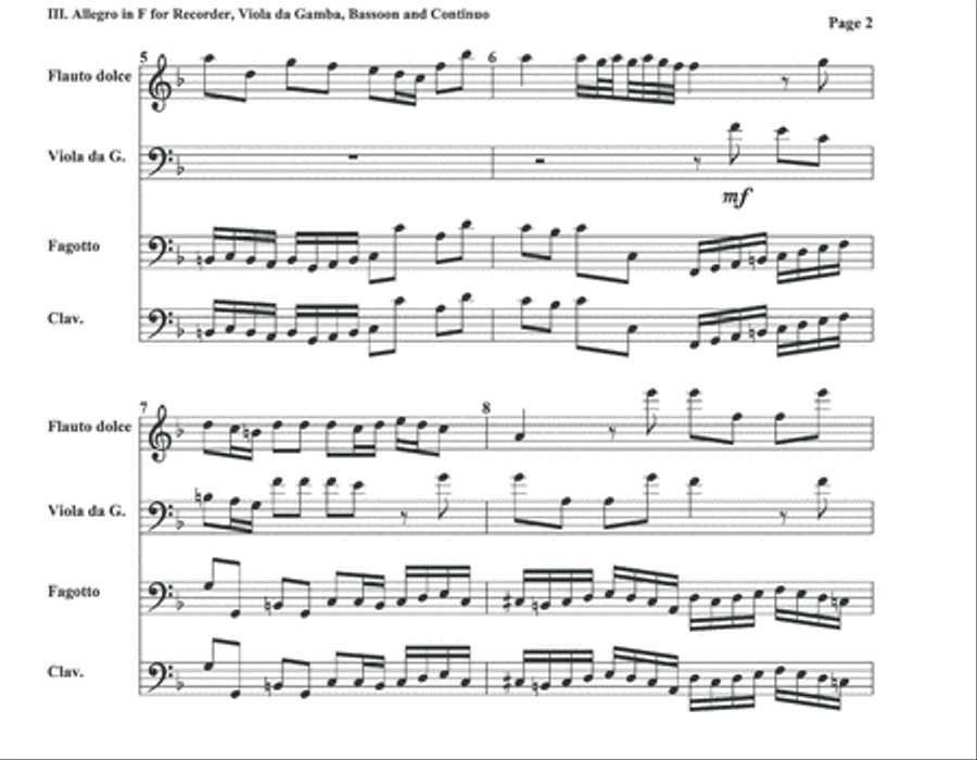 Allegro in F Major No. 3 Allegro in F Major No. 3 Small Ensemble scores gallery preview page 2