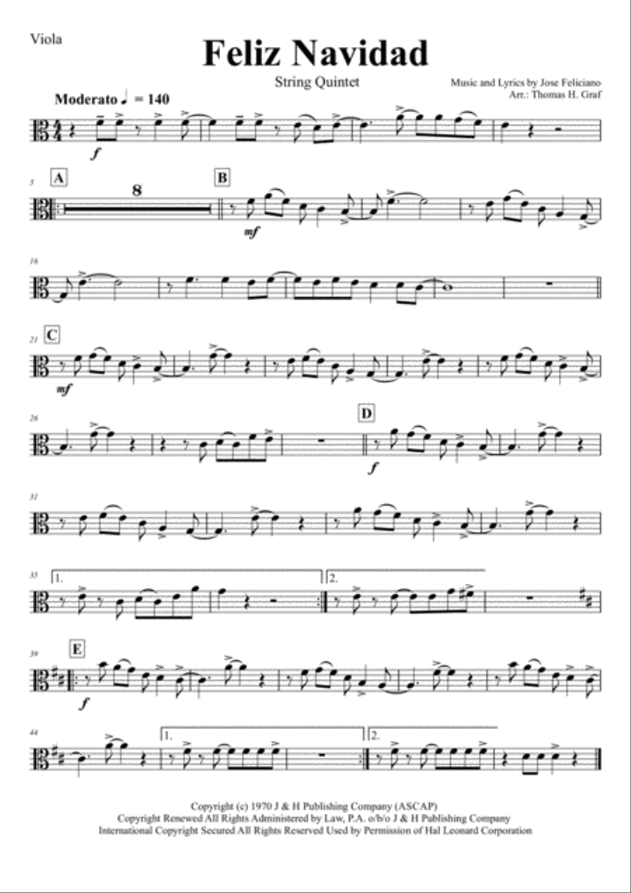 Feliz Navidad String Quartet scores gallery preview page 6