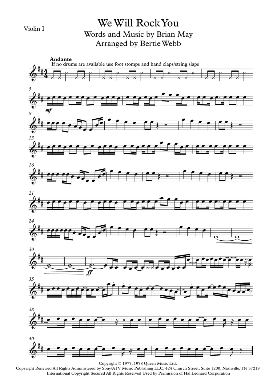 We Will Rock You String Quartet scores gallery preview page 1