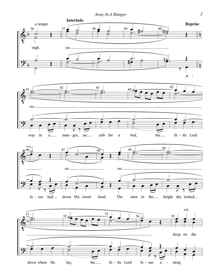 Away In A Manger (Cradle Song) TTBB scores gallery preview page 3