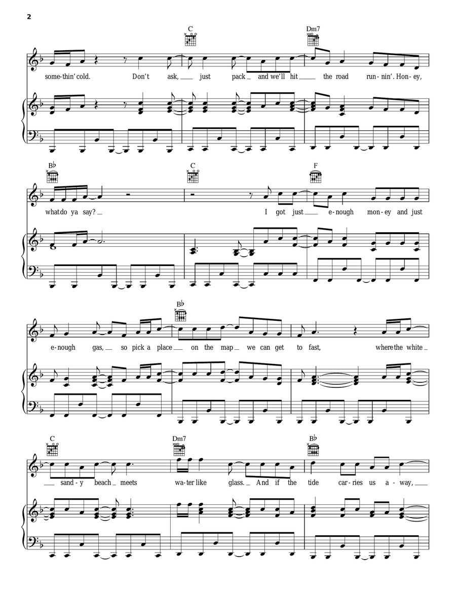Roll With It Piano, Vocal, Guitar scores gallery preview page 2