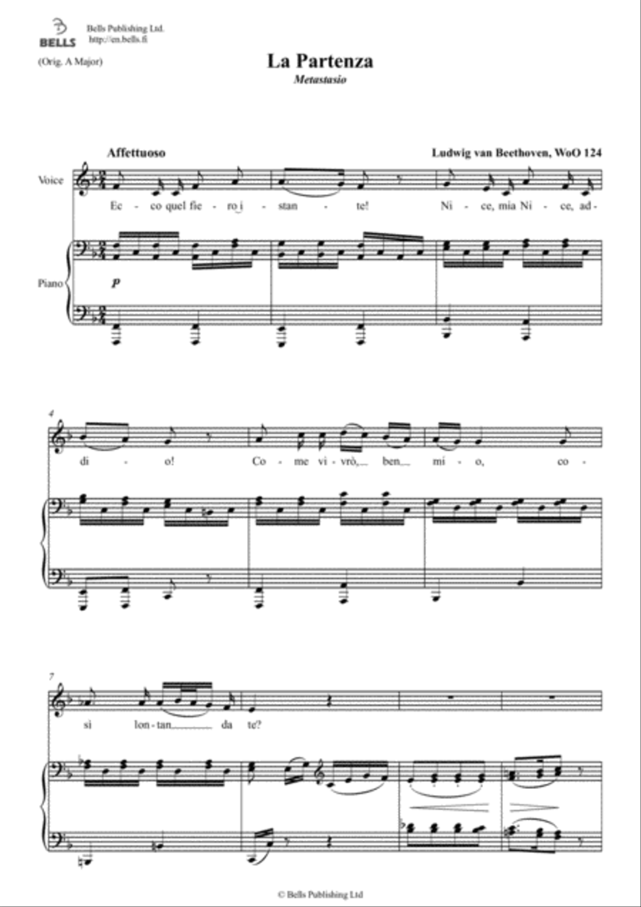 La Partenza, WoO 124 (F Major) Voice Solo scores gallery preview page 1