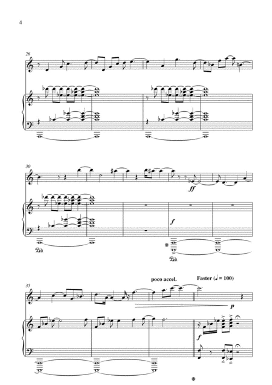 Carso Cooman: Polpis Dreaming (2002) for Eb contrabass saxophone and piano Small Ensemble scores gallery preview page 4