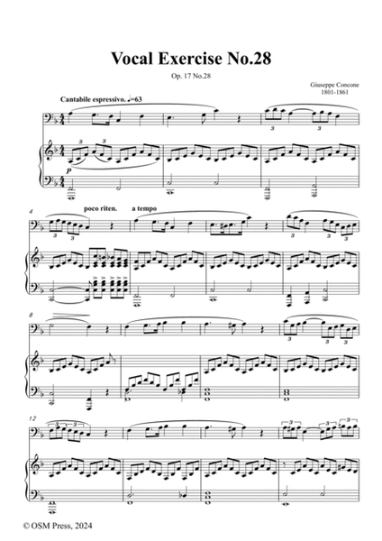 G. Concone-Vocal Exercise No.28,for Contralto(or Bass) and Piano image number null