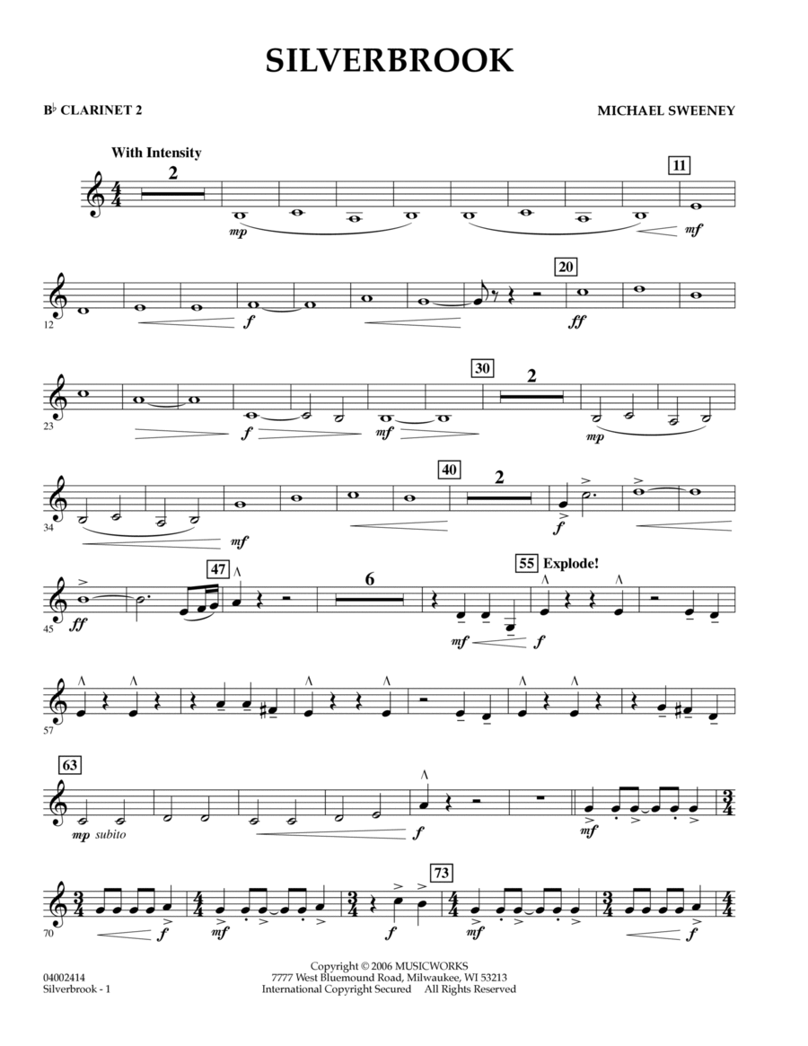 Silverbrook - Bb Clarinet 2 B-Flat Clarinet scores gallery preview page 1