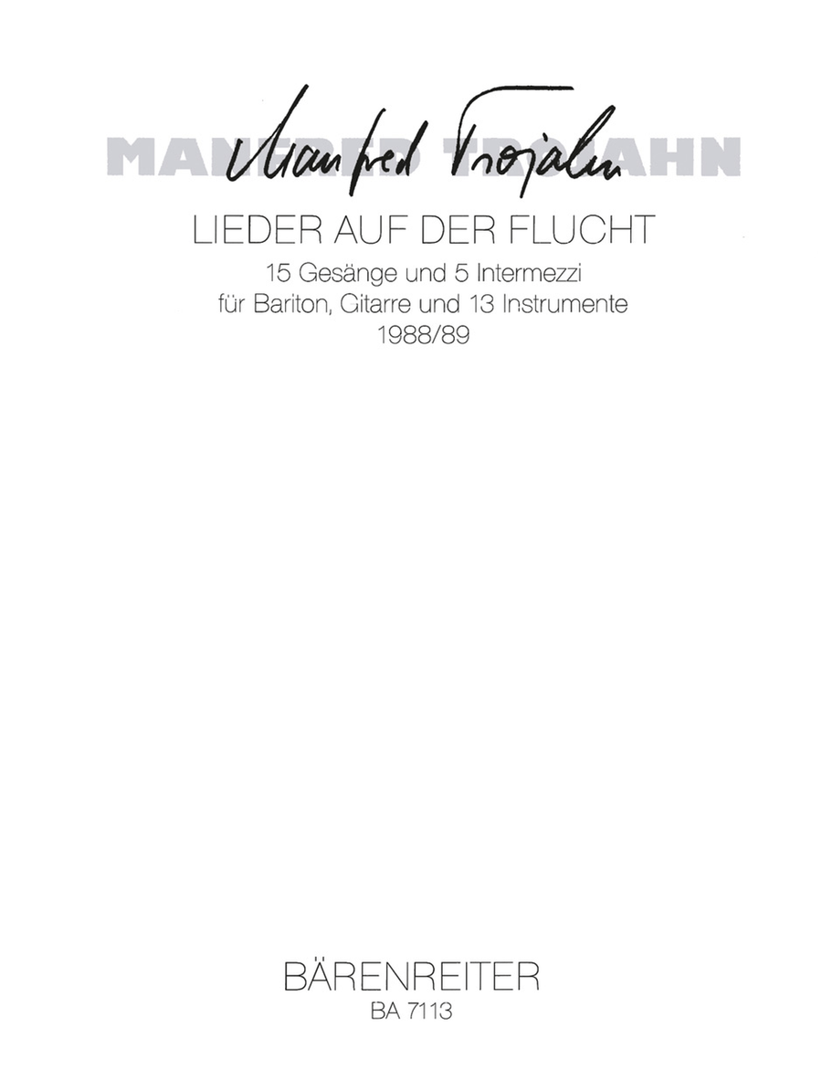 Lieder auf der Flucht (1988/1989) Guitar scores gallery preview page 1