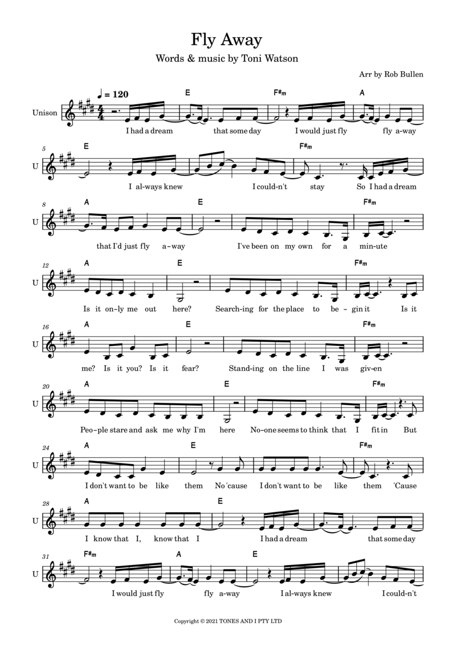 Fly Away Guitar scores gallery preview page 1