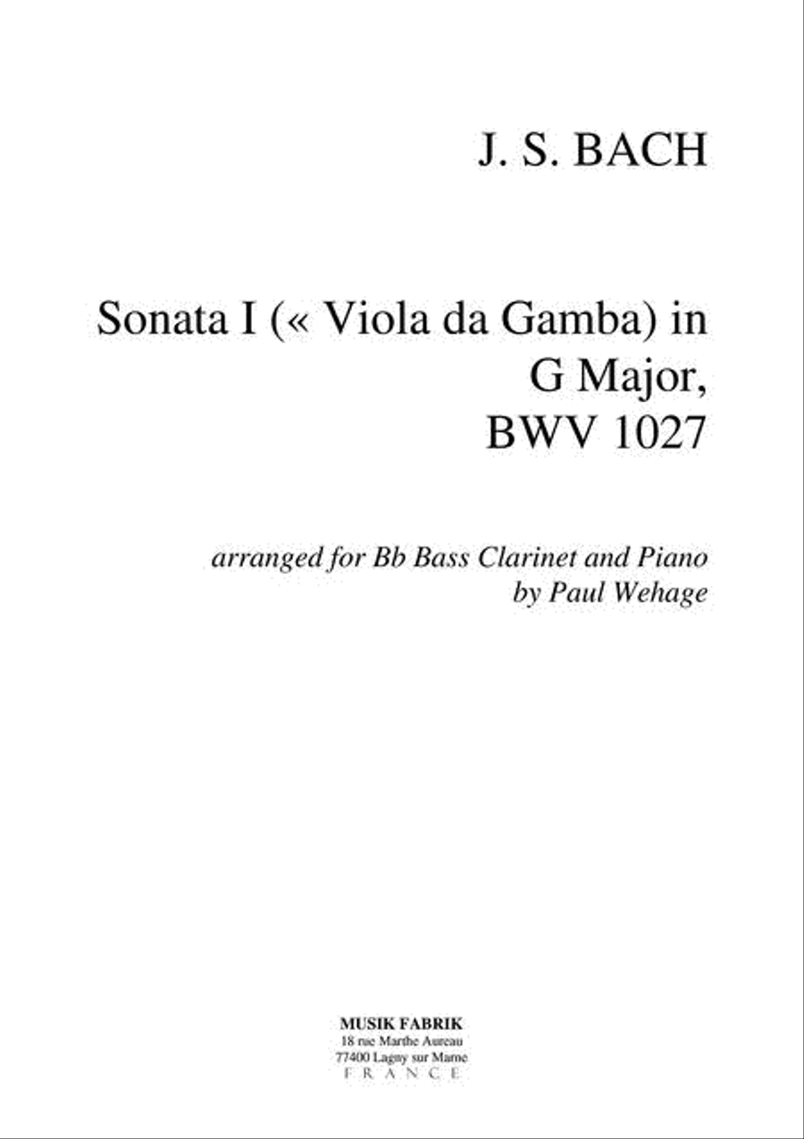 Sonata (Vla da Gamba) I G Maj BWV 1027 Bass Clarinet scores gallery preview page 1