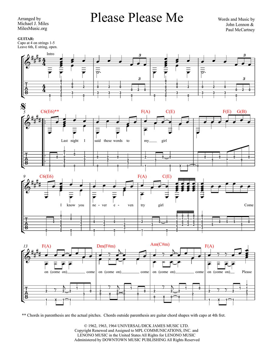 Please Please Me Acoustic Guitar scores gallery preview page 1