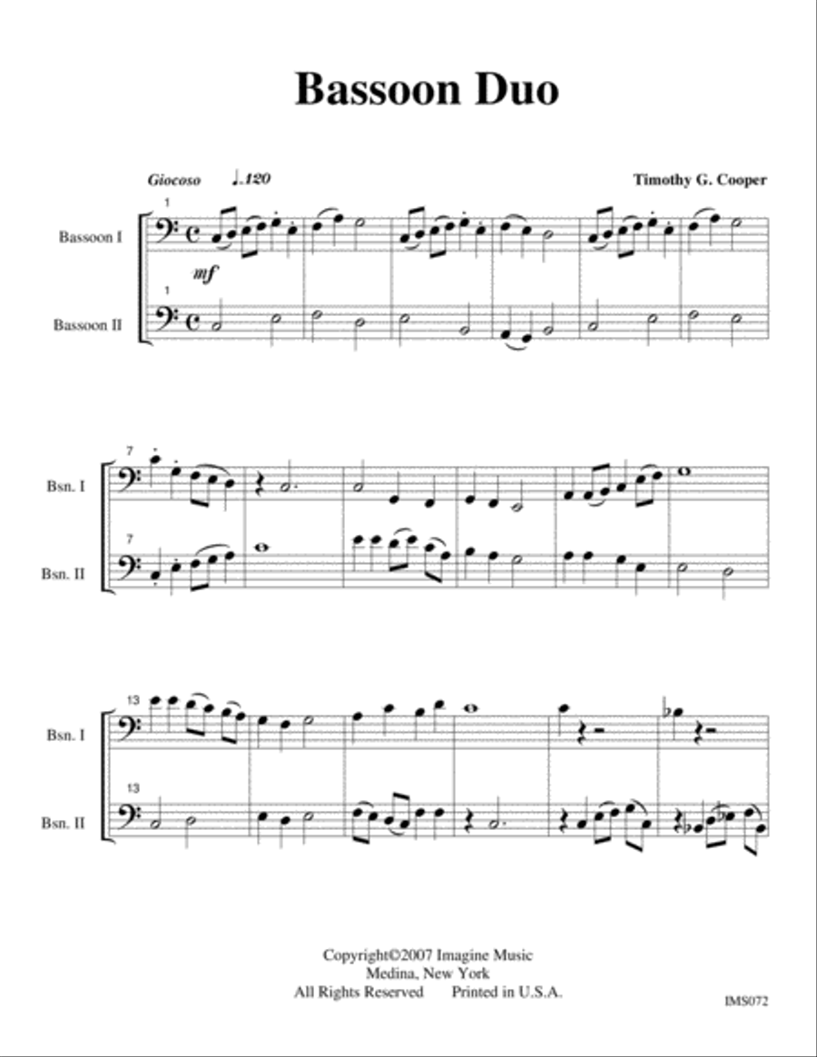 Bassoon Duo Bassoon Duo Woodwind Duet scores gallery preview page 1