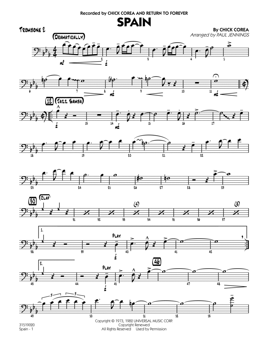 Spain - Trombone 2 Trombone scores gallery preview page 1