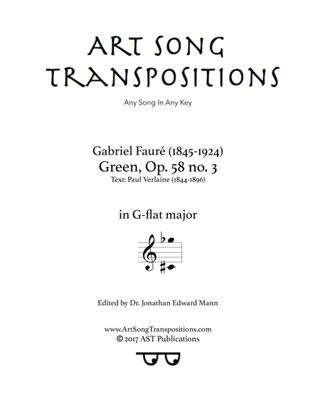 FAURÉ: Green, Op. 58 no. 3 (transposed to G-flat major)