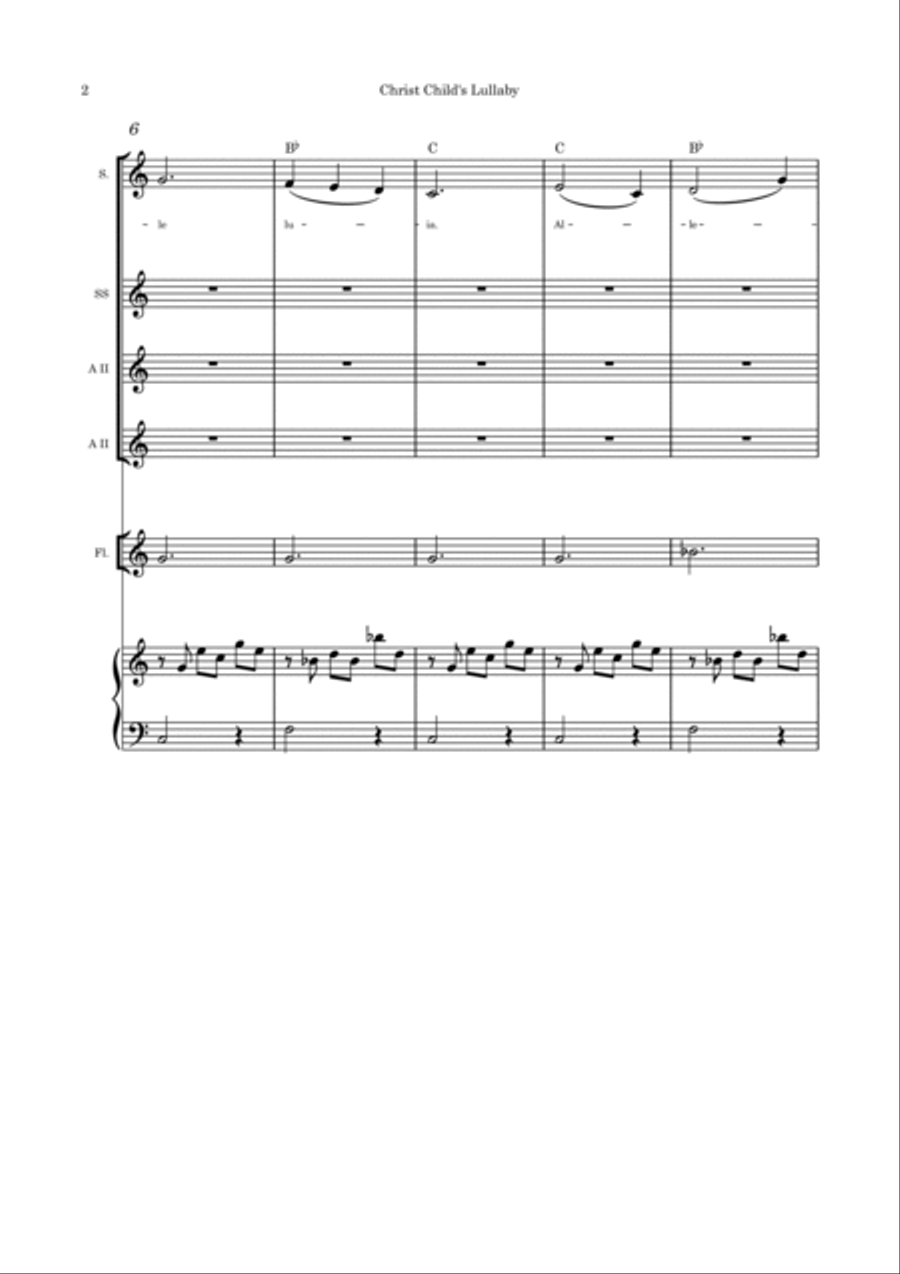 Christ Child's Lullaby (Taladh Chriosda) - Scottish Gaelic Carol-SSAA flute, cello, violin and piano SSAA scores gallery preview page 2