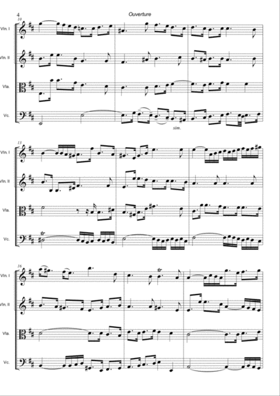 Bach's Suite No.3 in D Major - String Quartet String Quartet scores gallery preview page 4