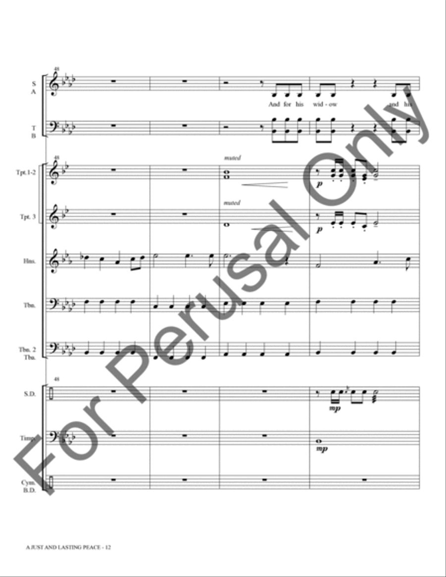 A Just And Lasting Peace (Brass and Percussion Score/Parts) Choir scores gallery preview page 13