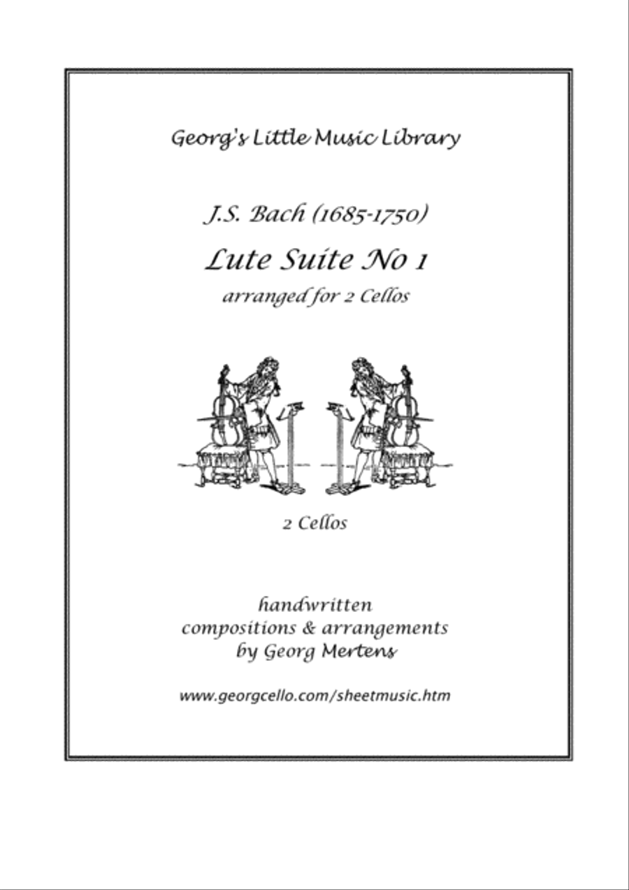J.S. Bach Lute Suite No 1 arr. for 2 cellos String Duet scores gallery preview page 1