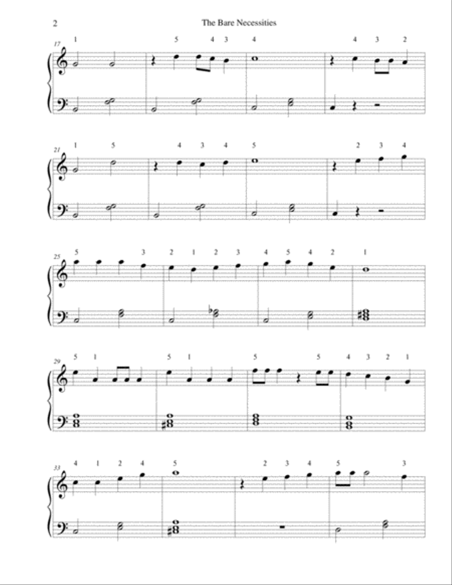 The Bare Necessities from THE JUNGLE BOOK Easy Piano scores gallery preview page 2