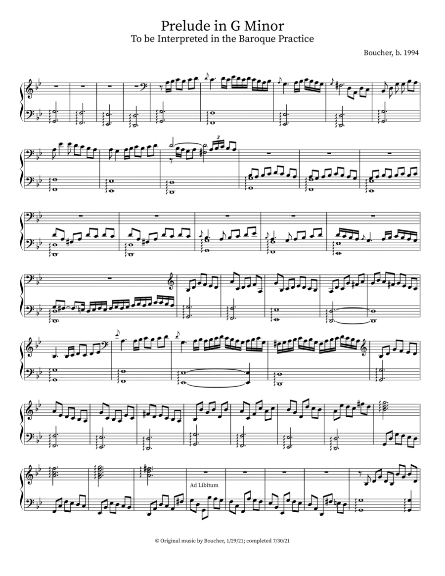 Prelude in G Minor (Written Improvisation)