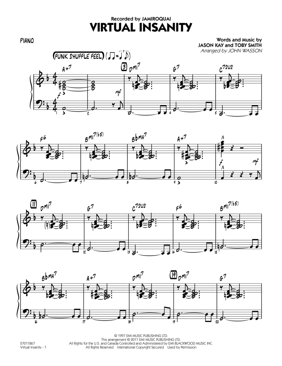 Virtual Insanity - Piano Jazz Ensemble scores gallery preview page 1
