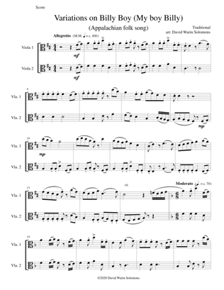 Variations on Billy Boy (My boy Billy) for 2 violas