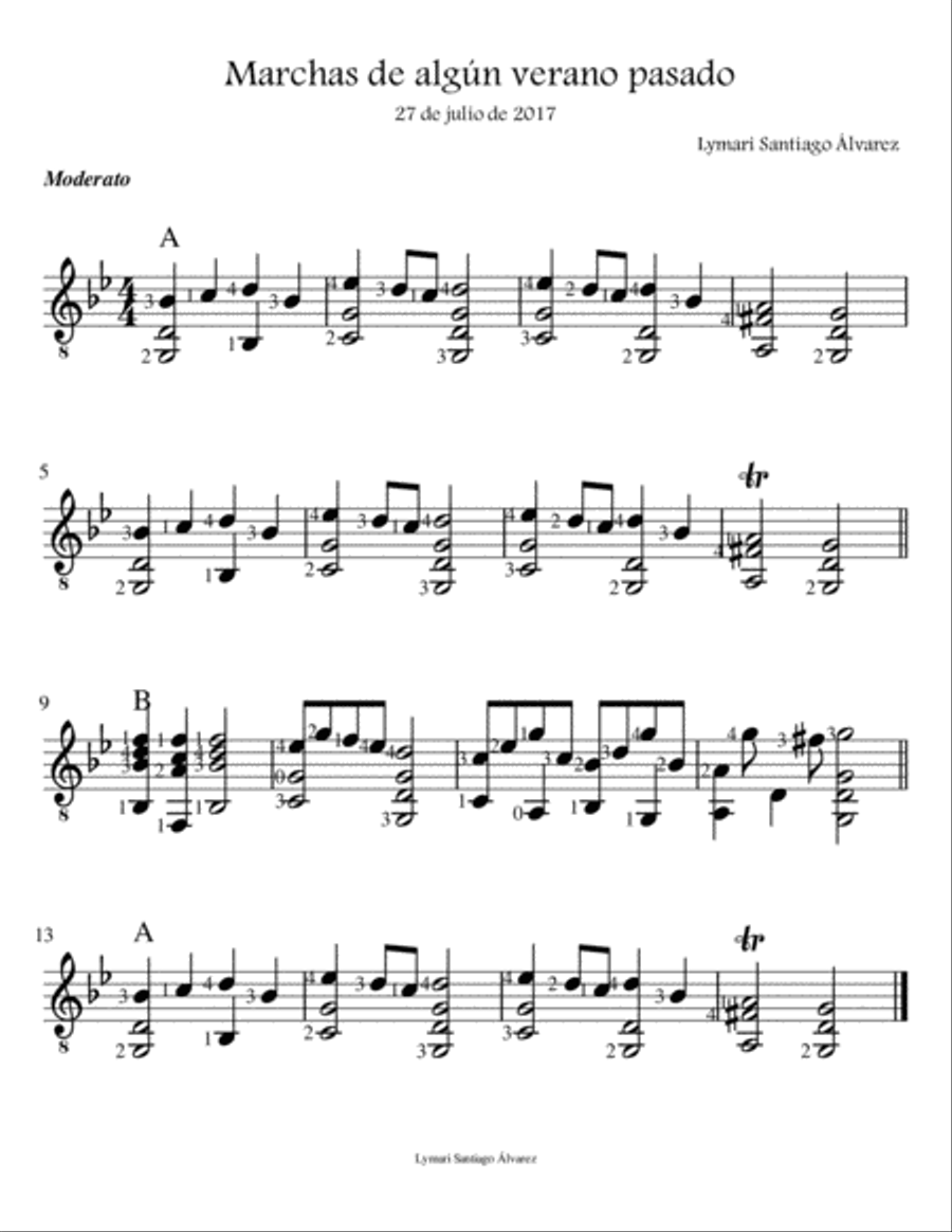 Marchas de algún verano pasado Guitar Solo scores gallery preview page 1