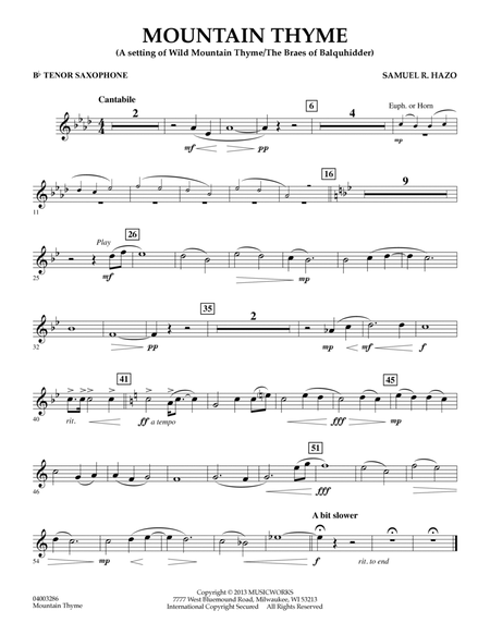 Mountain Thyme - Bb Tenor Saxophone