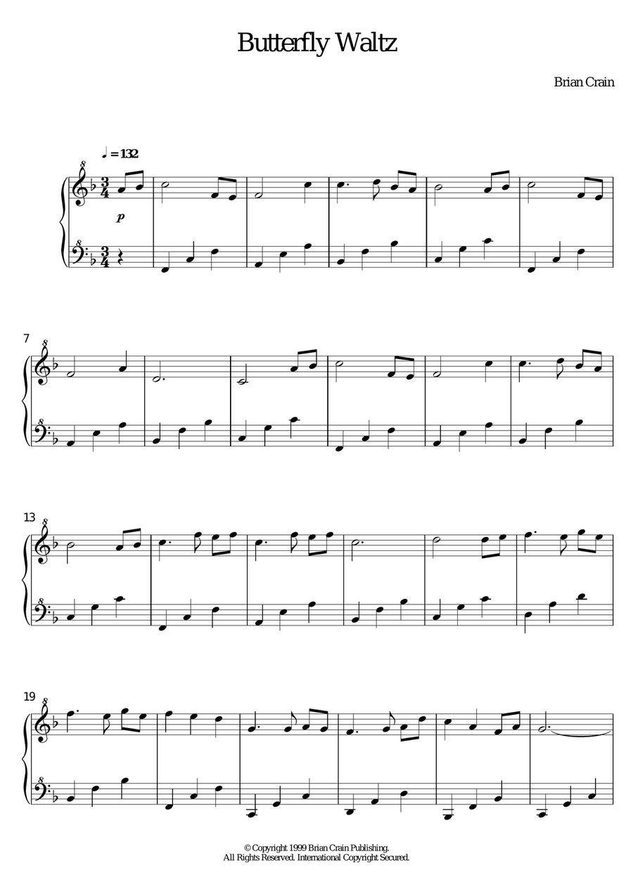 Butterfly Waltz Piano Solo scores gallery preview page 1