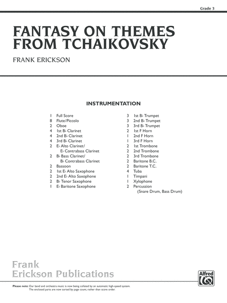 Fantasy on Themes from Tchaikovsky: Score
