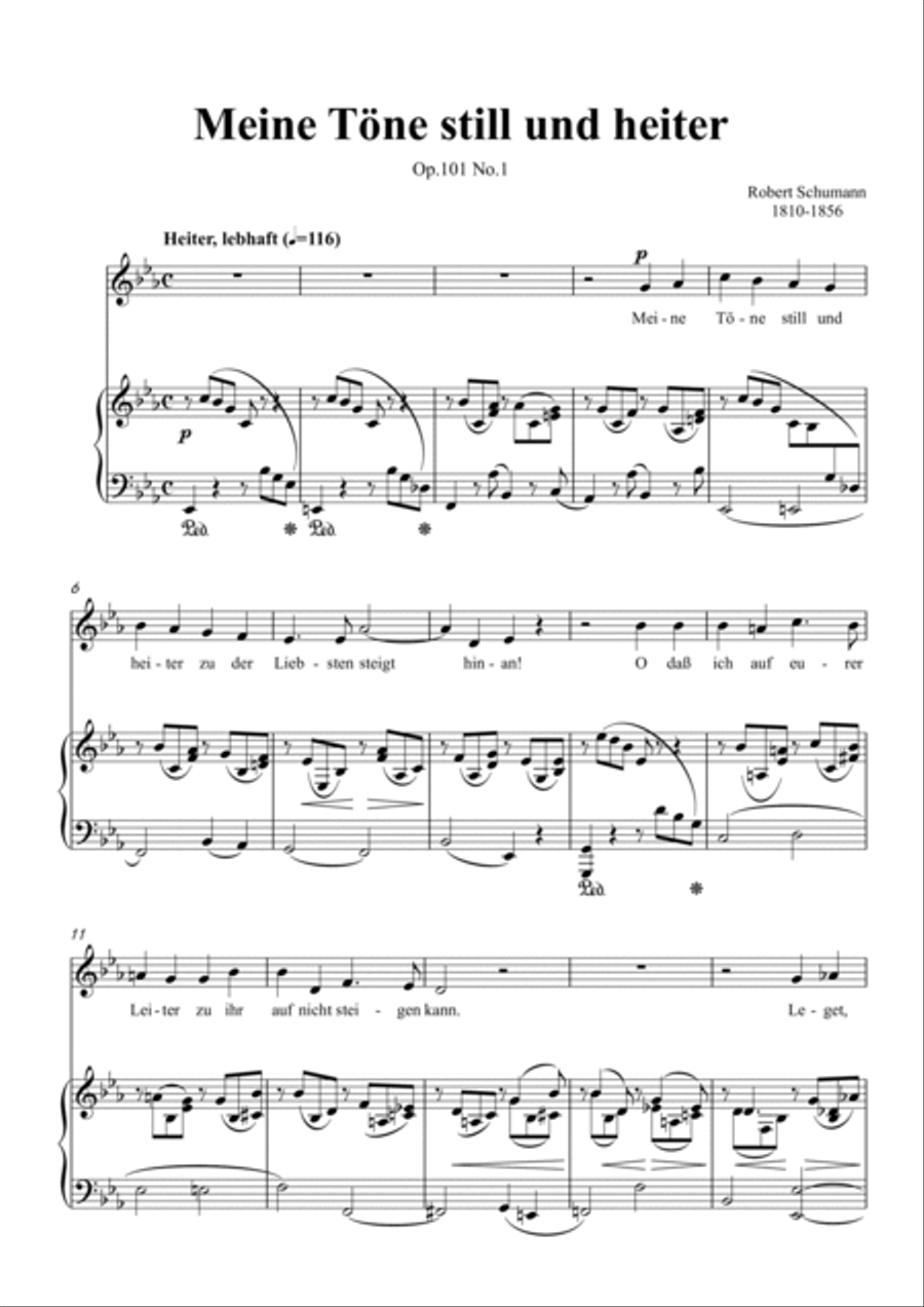 Schumann-Meine Töne still und heiter,Op.101 No.1 in E♭ Major for Voice and Piano Voice Solo scores gallery preview page 2