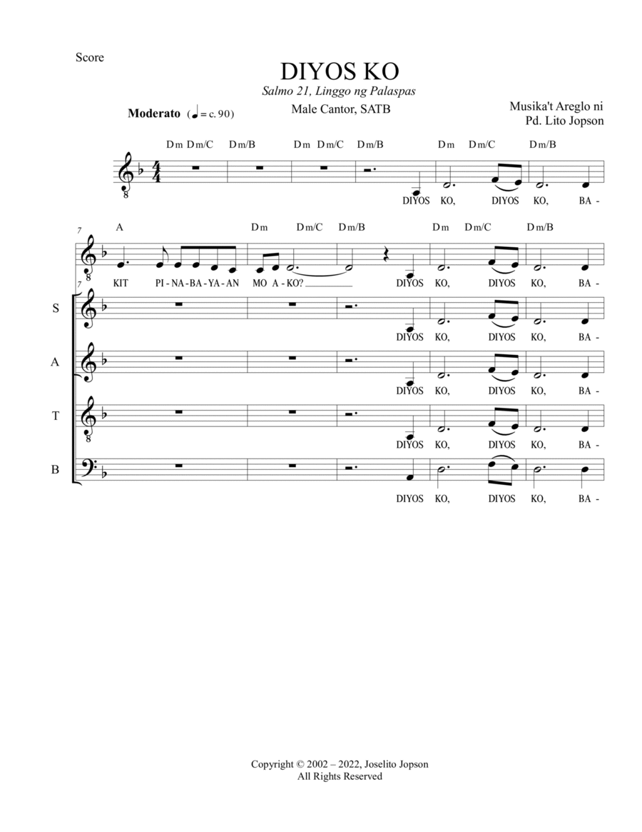 Diyos Ko 4-Part scores gallery preview page 1