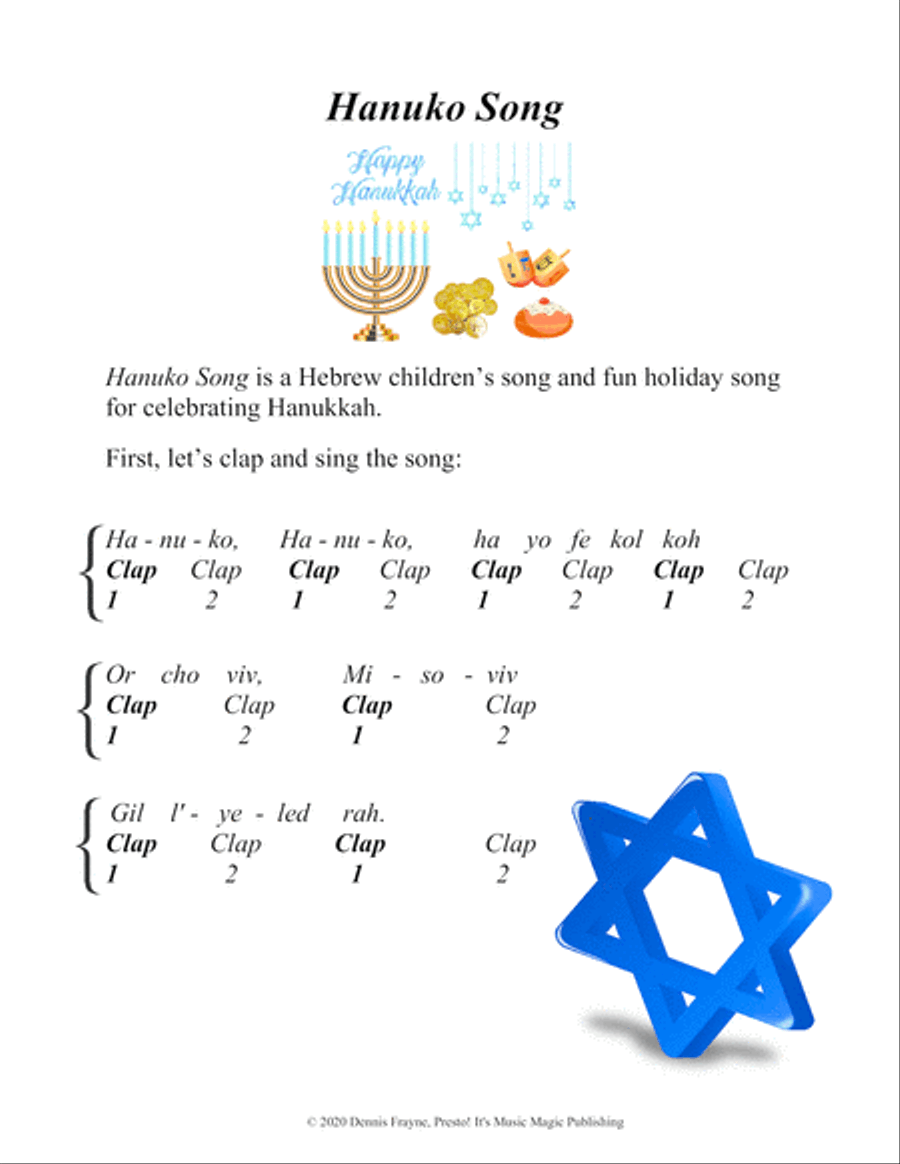 Hanuko Song (big letter notation) Voice scores gallery preview page 1