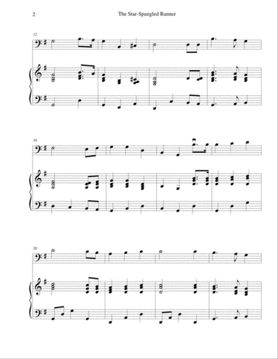 The Star-Spangled Banner - for cello and piano Piano scores gallery preview page 2