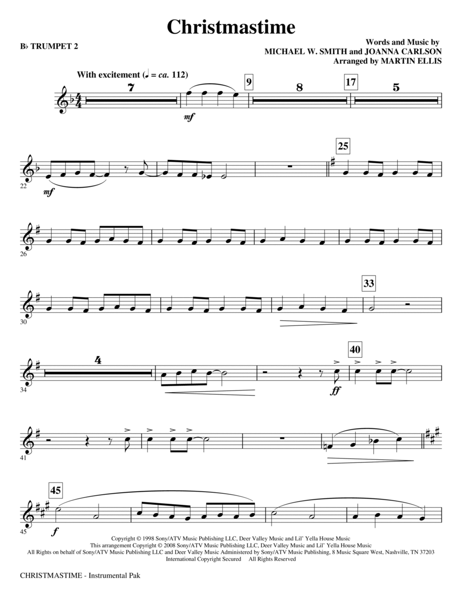 Christmastime - Bb Trumpet 2 Choir scores gallery preview page 1