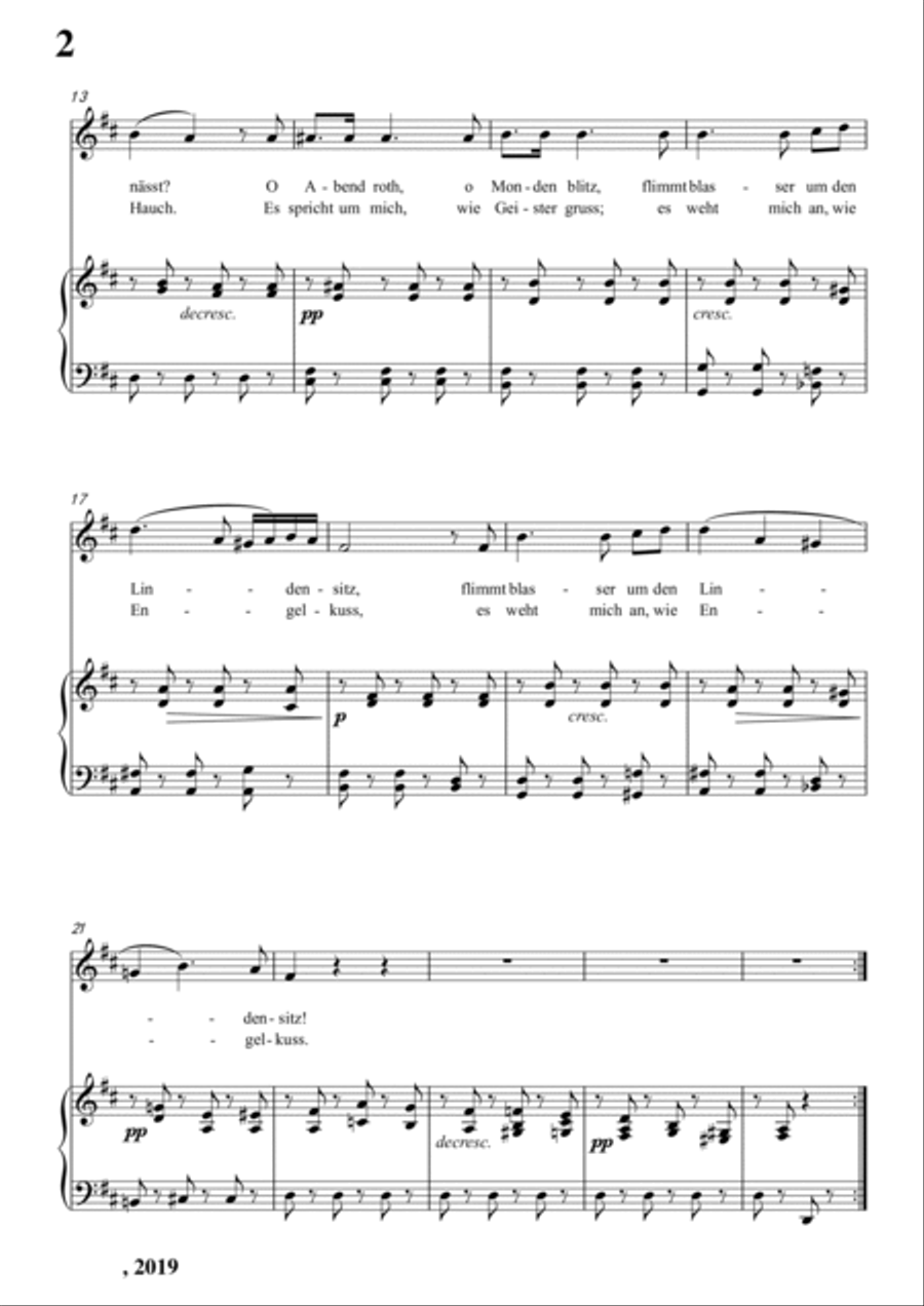 Schubert-Abends unter der Linde,D.235 in D for Vocal and Piano Voice scores gallery preview page 3