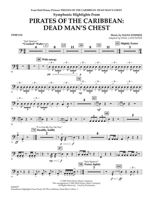 Book cover for Soundtrack Highlights from Pirates Of The Caribbean: Dead Man's Chest - Timpani